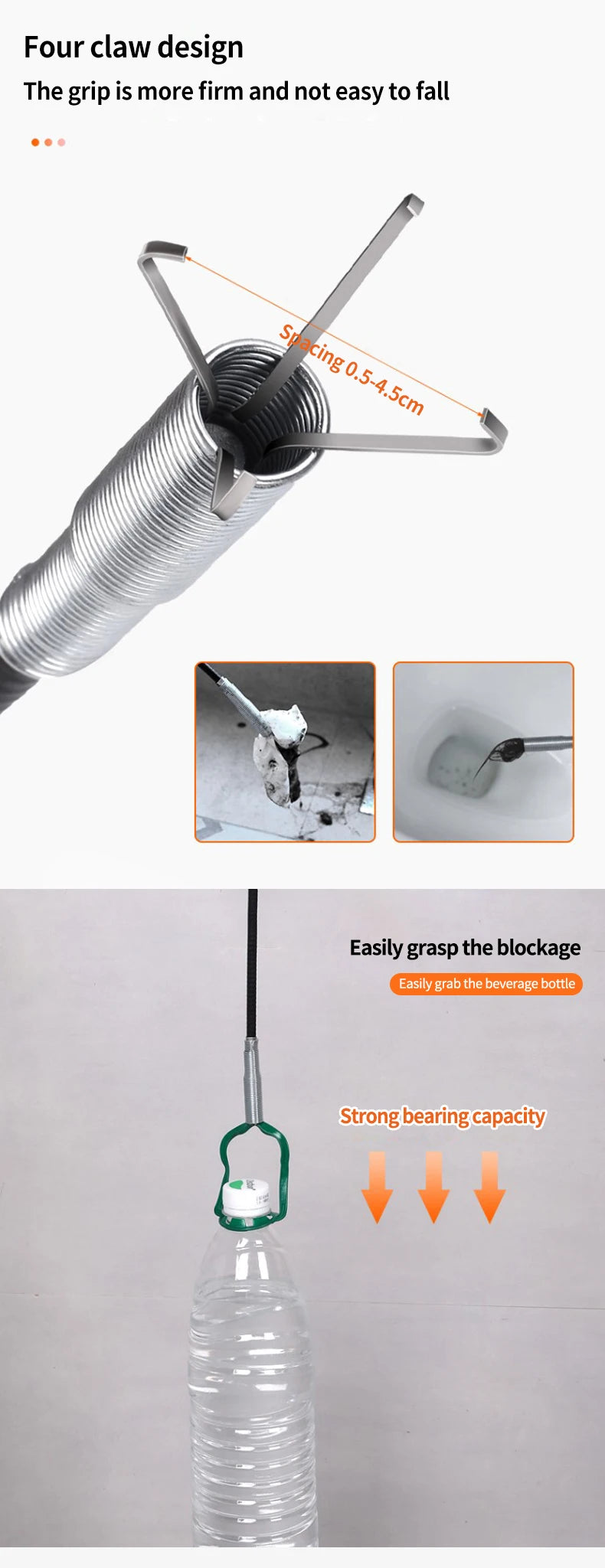 Spring Pipe Dredging Tool, Drain Cleaner for Kitchen