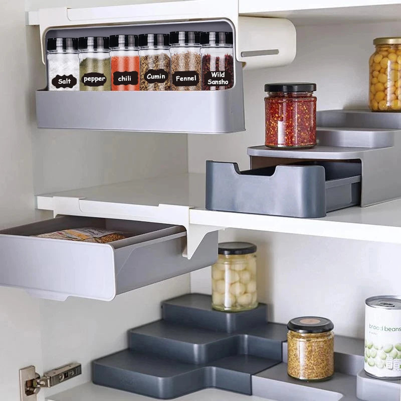 Wall-Mounted Self-Adhesive Spice Rack Organizer