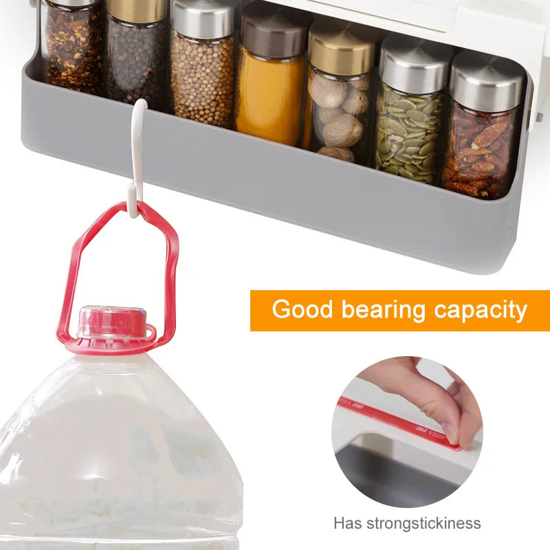 Wall-Mounted Self-Adhesive Spice Rack Organizer