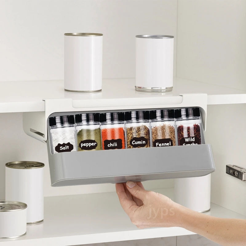 Wall-Mounted Self-Adhesive Spice Rack Organizer