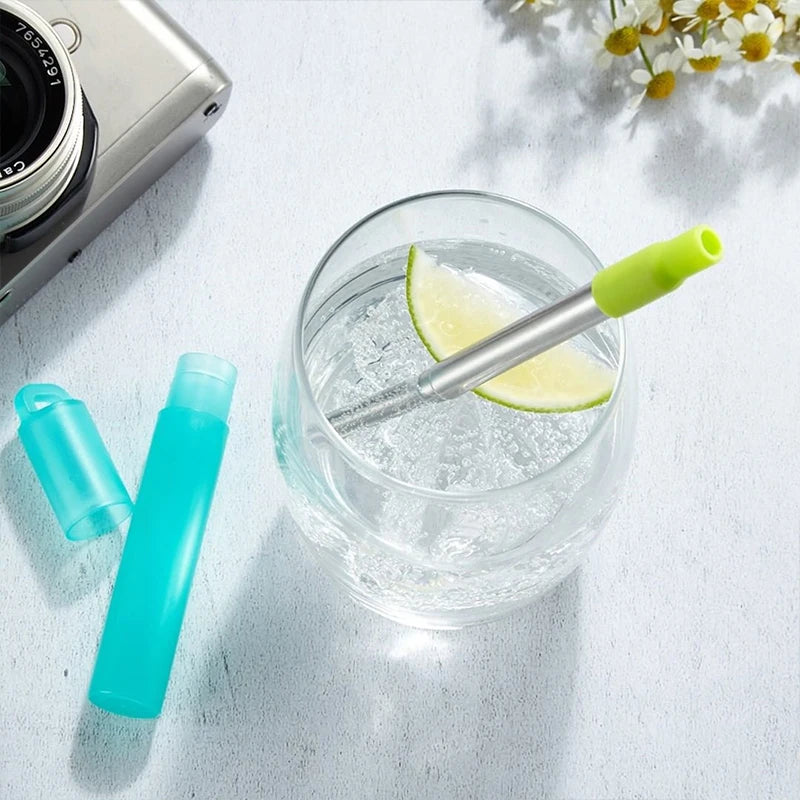 Telescopic Reusable Stainless Steel Straws with Case