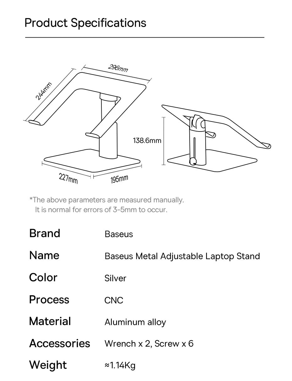 Baseus Foldable Aluminum Laptop Stand for MacBook & Tablets