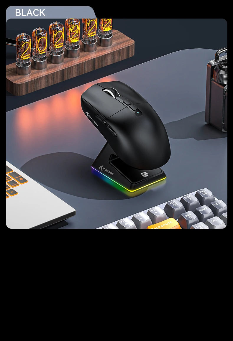 RGB Bluetooth Tri-Mode Gaming Mouse with Magnetic Base