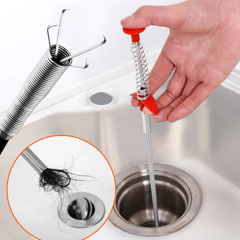 Spring Pipe Dredging Tool, Drain Cleaner for Kitchen