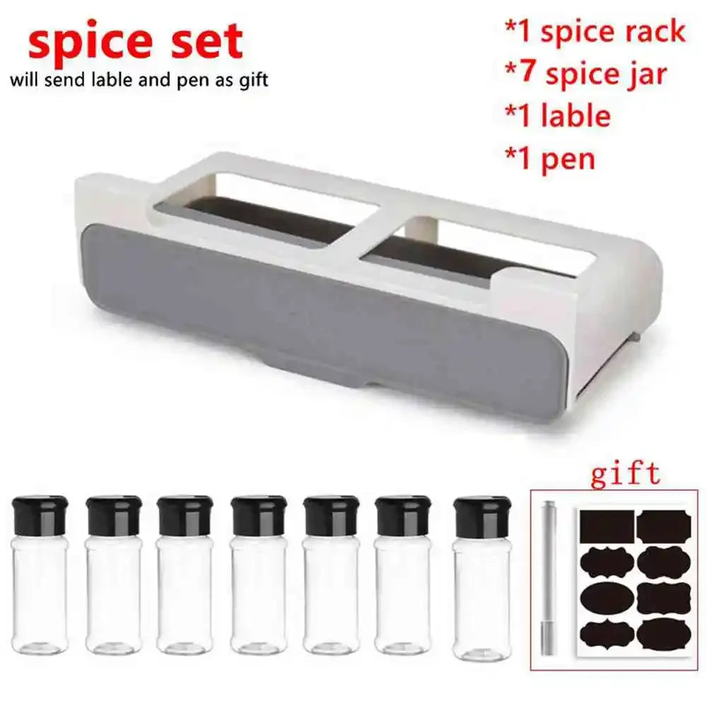 Wall-Mounted Self-Adhesive Spice Rack Organizer