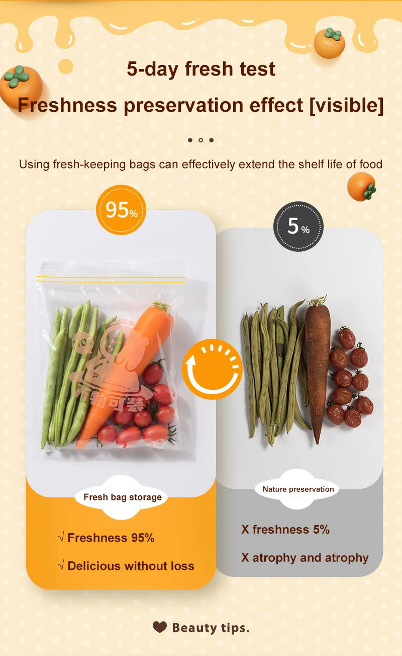 Zipper Sealed Fresh Keeping Bags for Food Storage