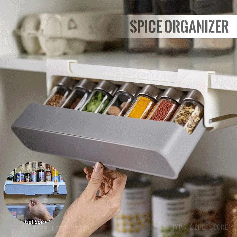 Wall-Mounted Self-Adhesive Spice Rack Organizer