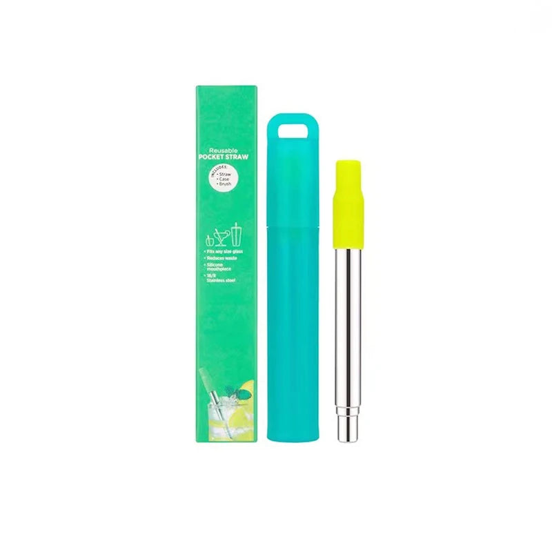 Telescopic Reusable Stainless Steel Straws with Case