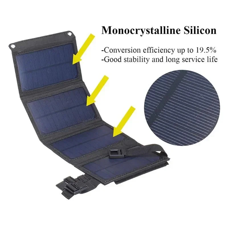 Foldable Solar USB Charger Waterproof Power Bank