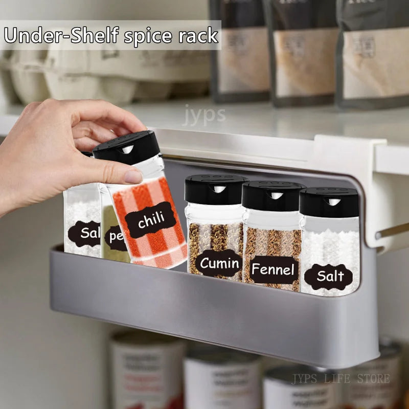 Wall-Mounted Self-Adhesive Spice Rack Organizer