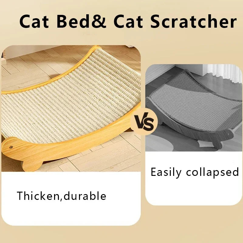 Wooden Cat Scratcher & Bed - Detachable, Durable Toy