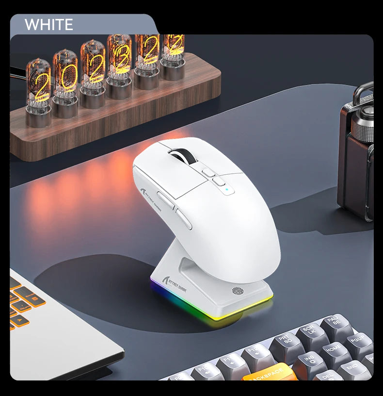 RGB Bluetooth Tri-Mode Gaming Mouse with Magnetic Base