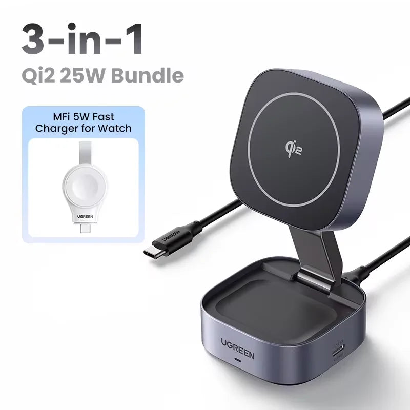 25W Magnetic 2-in-1 Wireless Charger Stand