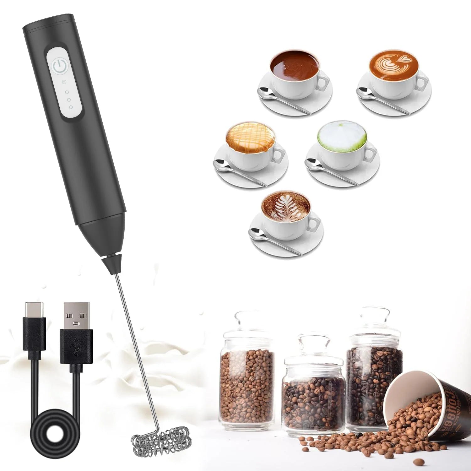 USB Rechargeable 3-Speed Mini Milk Frother