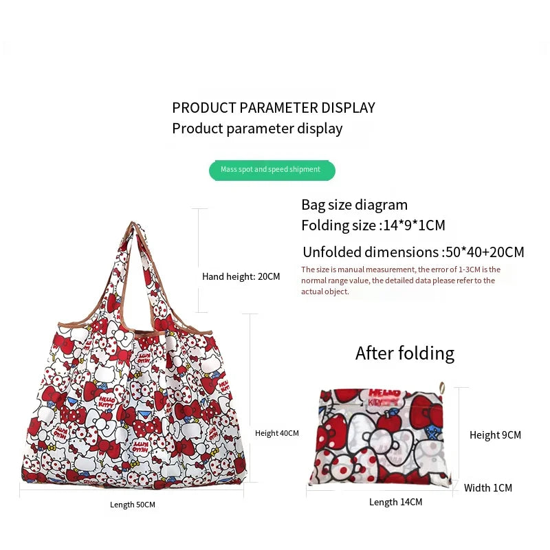 Hello Kitty Portable Foldable Waterproof Shopping Bag