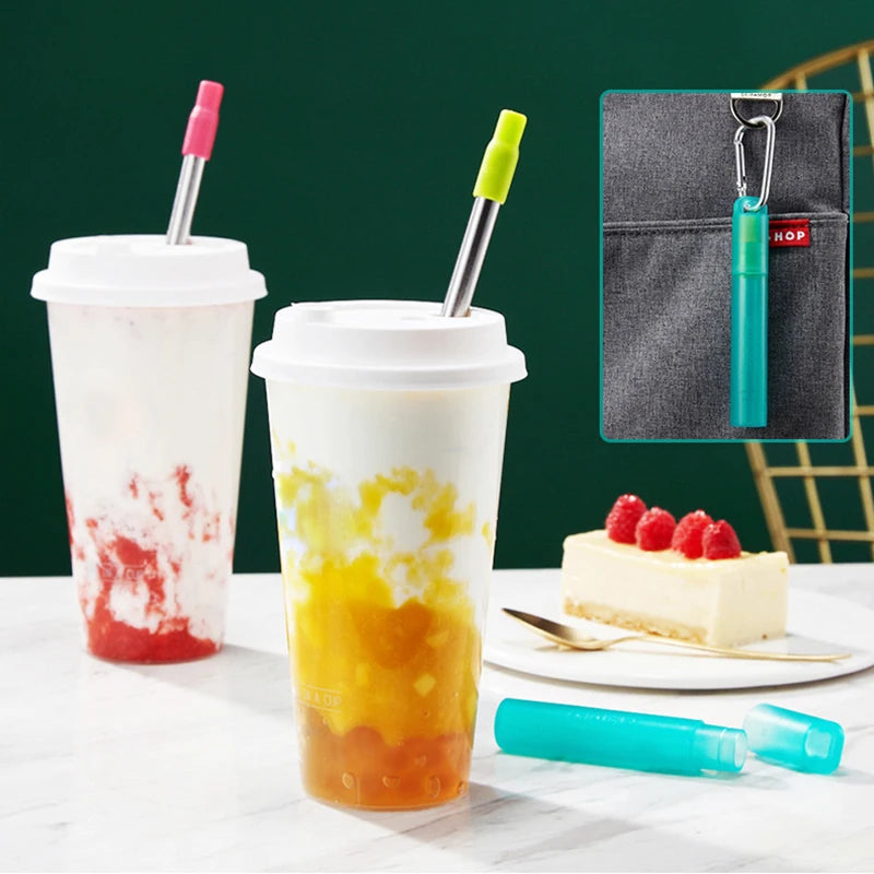 Telescopic Reusable Stainless Steel Straws with Case