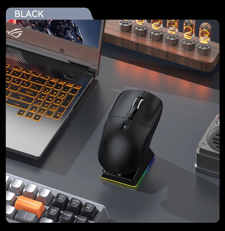 RGB Bluetooth Tri-Mode Gaming Mouse with Magnetic Base