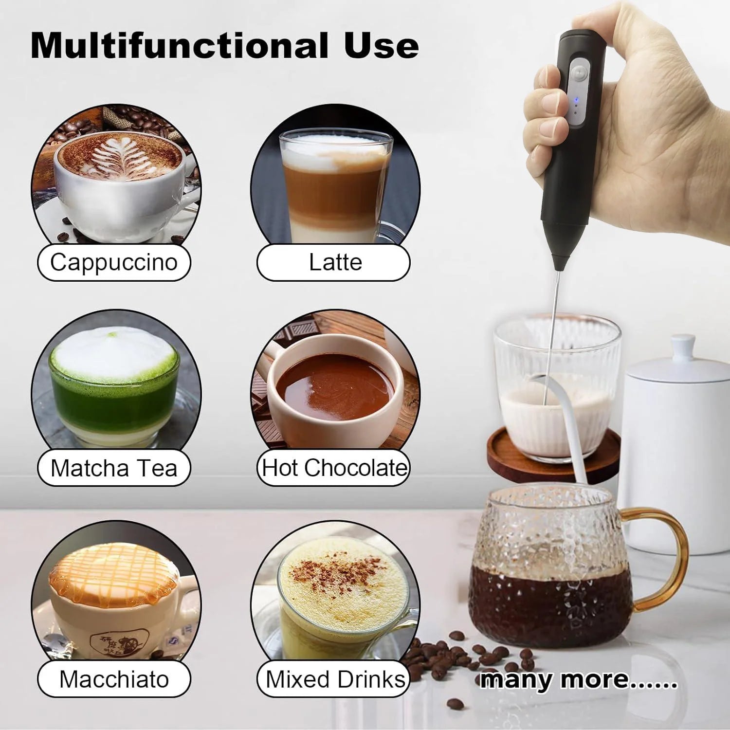 USB Rechargeable 3-Speed Mini Milk Frother