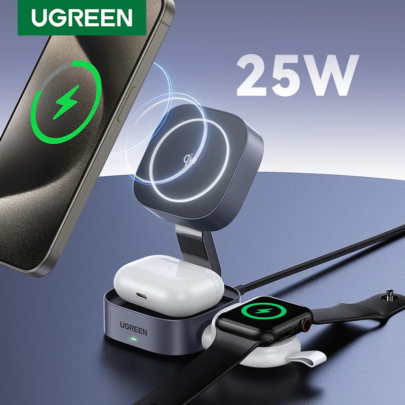 25W Magnetic 2-in-1 Wireless Charger Stand