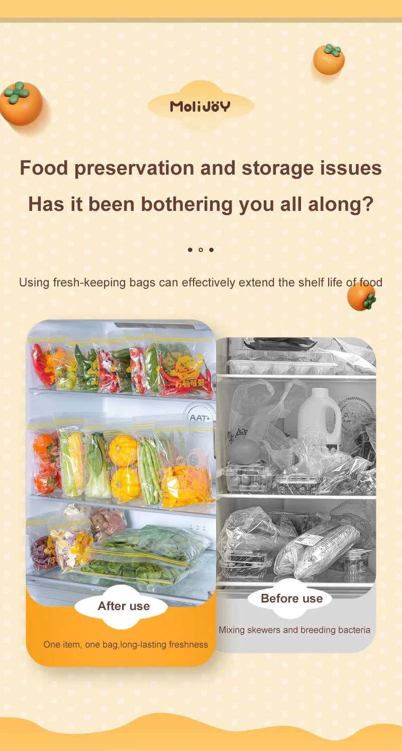 Zipper Sealed Fresh Keeping Bags for Food Storage